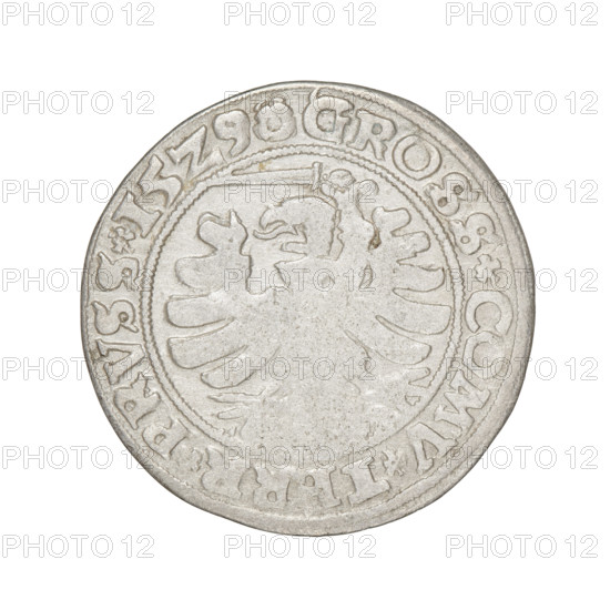 Prussian grosz, Sigismund I the Old (King of Poland; 1506–1548). Obverse: Crowned male bust in