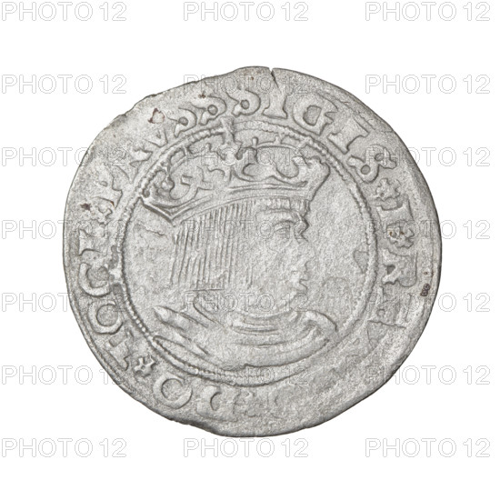 Prussian grosz, Sigismund I the Old (King of Poland; 1506–1548); 1529; Torun, Poland. Obverse: