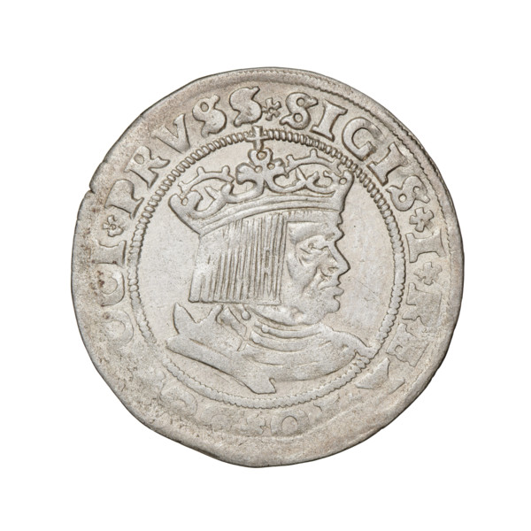 Prussian grosz, 1529. Obverse: Crowned male bust in profile turned to the right, inscription in rim