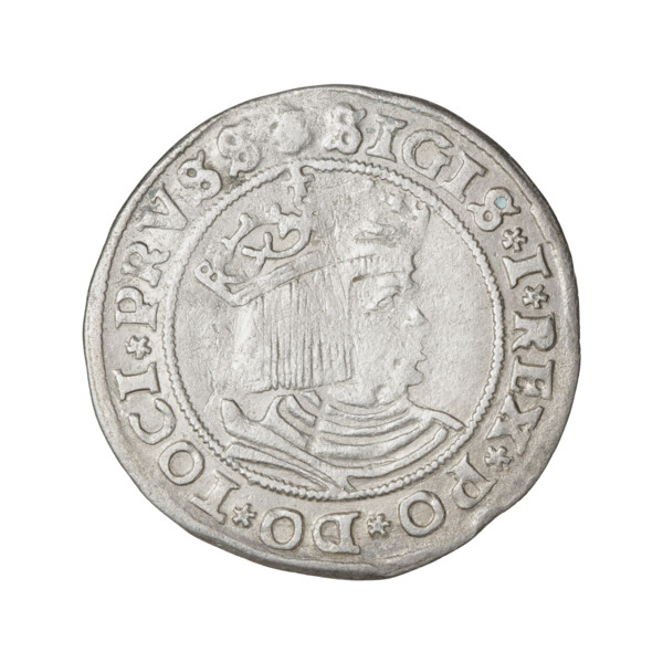 Prussian grosz, Sigismund I the Old (King of Poland; 1506–1548), 1529, Torun, Poland. Obverse: