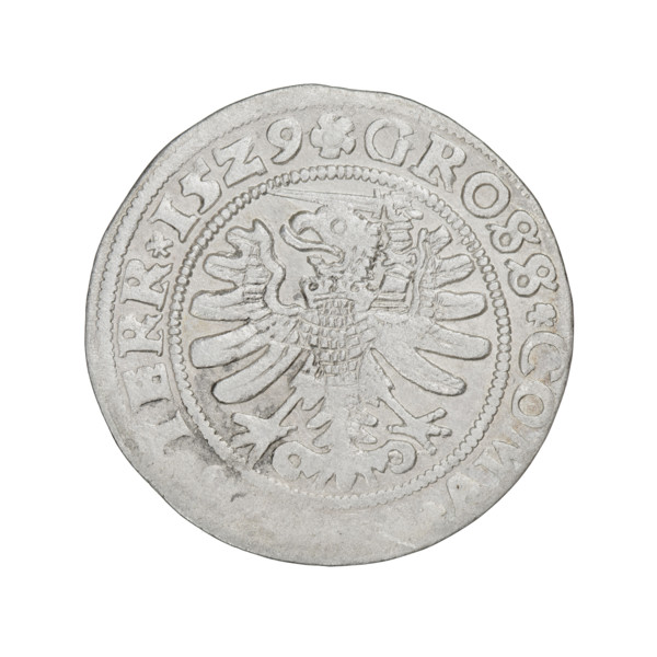 Prussian grosz, Sigismund I the Old (King of Poland; 1506–1548). Obverse: Crowned royal bust in