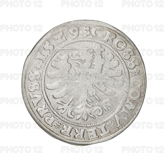 Prussian grosz, Sigismund I the Old (King of Poland; 1506–1548), 1529, Torun, Poland; silver coin.
