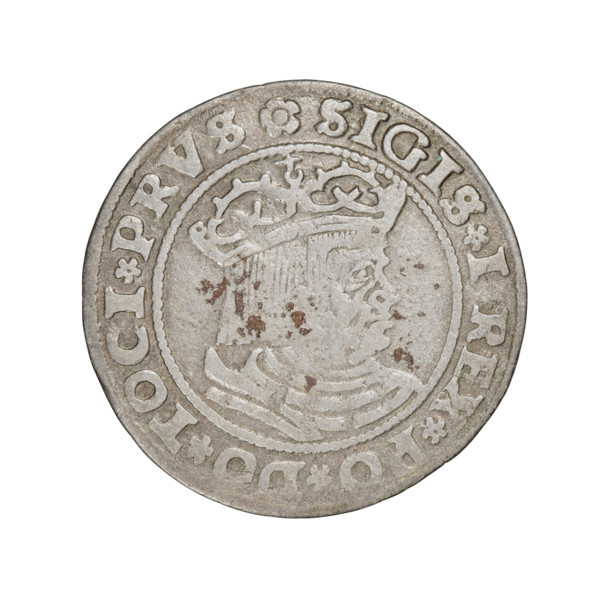 Prussian grosz, Sigismund I the Old (King of Poland; 1506–1548), 1529, Torun, Poland. Obverse: