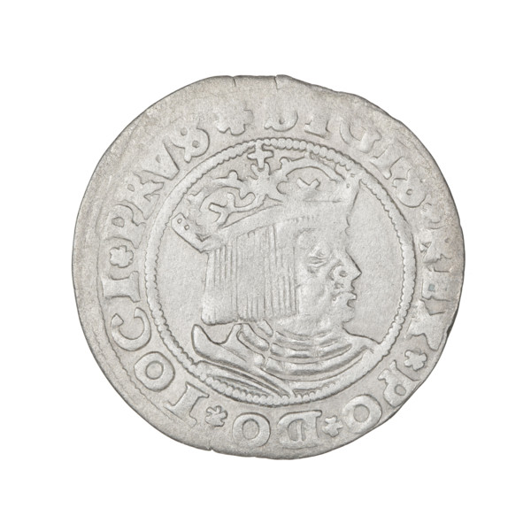 Prussian grosz, Sigismund I the Old (King of Poland; 1506–1548). Obverse: Crowned male bust in