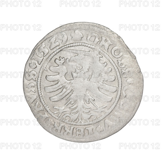 Prussian grosz, Sigismund I the Old (King of Poland; 1506–1548). Obverse: Crowned male bust in