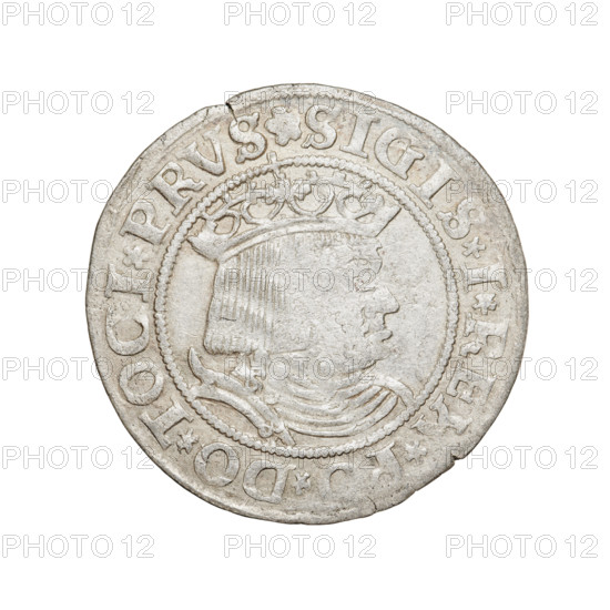 Prussian grosz, Sigismund I the Old (King of Poland; 1506–1548); coin (1530, Torun, Poland).