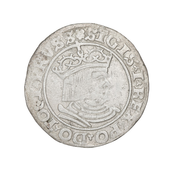 Prussian grosz, Sigismund I the Old (King of Poland; 1506–1548); obverse: crowned male bust in