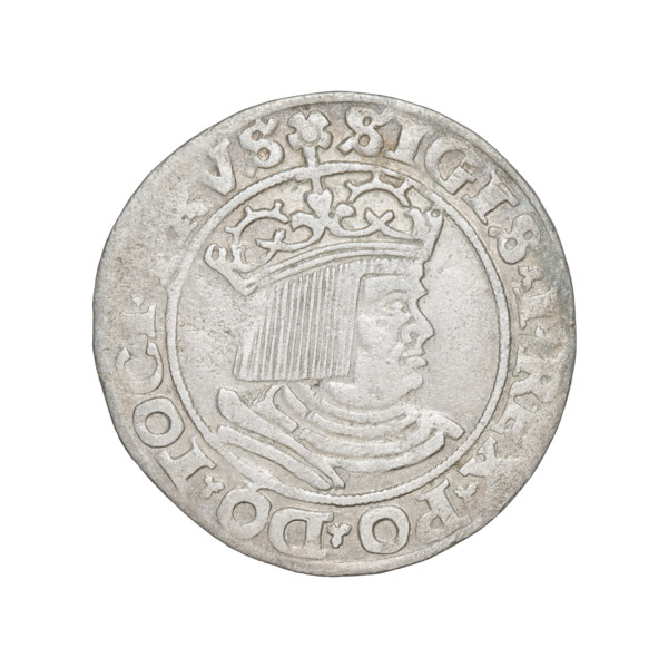 Prussian grosz, Sigismund I the Old (King of Poland; 1506–1548); obverse: crowned male bust in