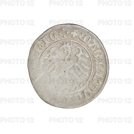 Lithuanian half-grosz, Sigismund I the Old (King of Poland; 1506–1548). Obverse: Pogon (Chase)