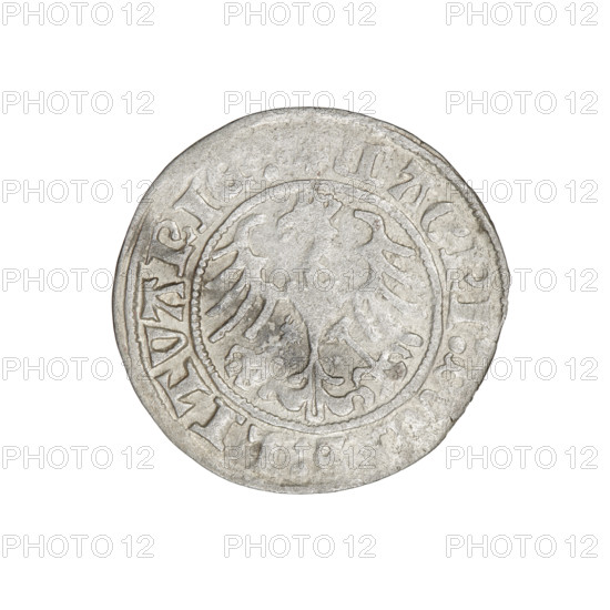 Lithuanian half-grosz, Sigismund I the Old (king of Poland; 1506–1548). Obverse: Pogon (Lithuanian