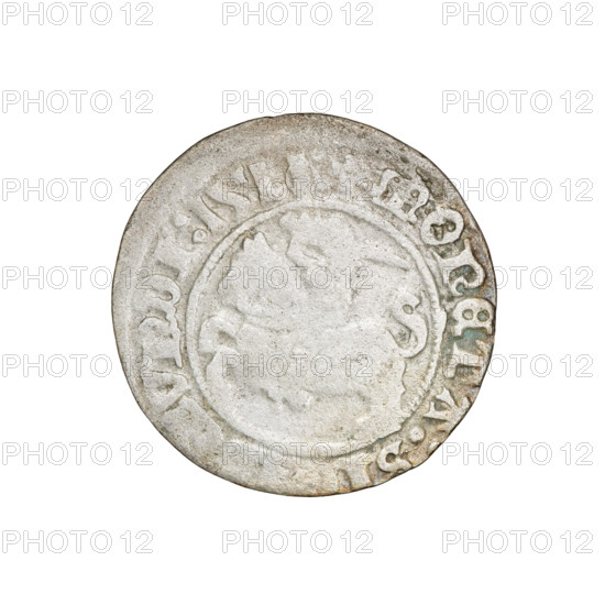 Lithuanian half-grosz, Sigismund I the Old (King of Poland; 1506–1548). Obverse: Pursuer (coat of