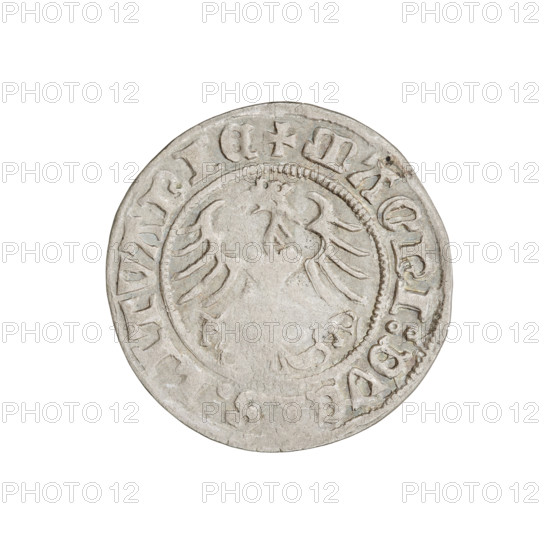 Lithuanian half-grosz, Sigismund I the Old (king of Poland; 1506–1548). R8 (rarity). Obverse: Pogon