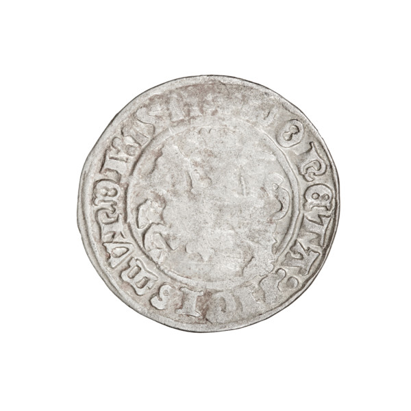 Lithuanian half-grosz, Sigismund I the Old (King of Poland; 1506–1548). Obverse: Pogon (mounted