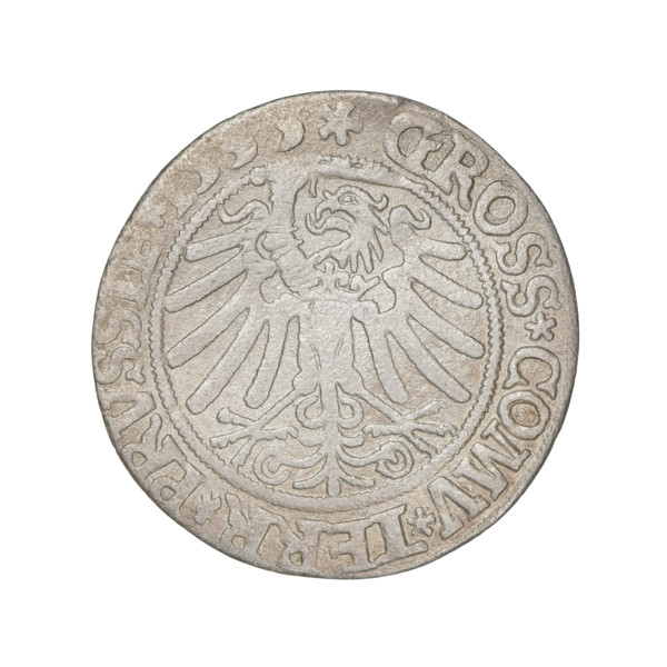 Prussian grosz, Sigismund I the Old (King of Poland; 1506–1548); silver coin, 1533. Obverse: