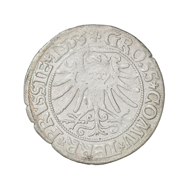 Prussian grosz, Sigismund I the Old (King of Poland; 1506–1548); silver coin dated 1533. Obverse: