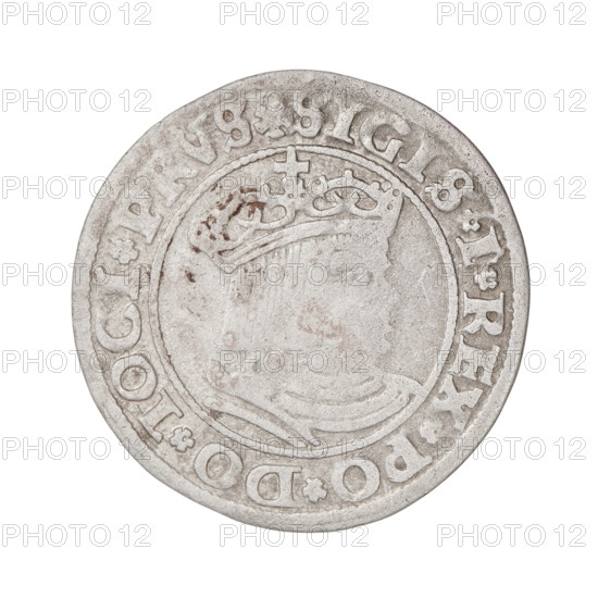 Prussian grosz, Sigismund I the Old (King of Poland; 1506–1548). Obverse: Crowned male bust in