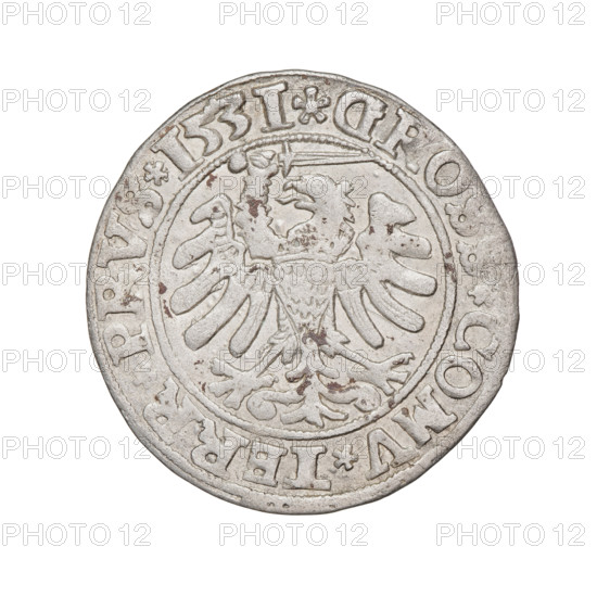 Prussian grosz, Sigismund I the Old (King of Poland; 1506–1548); 1531. Obverse: Crowned male bust