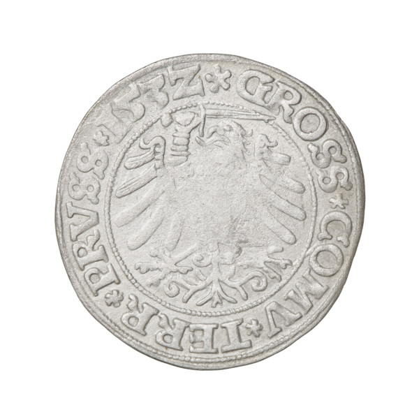 Prussian grosz, Sigismund I the Old (King of Poland; 1506–1548); obverse: crowned male bust in