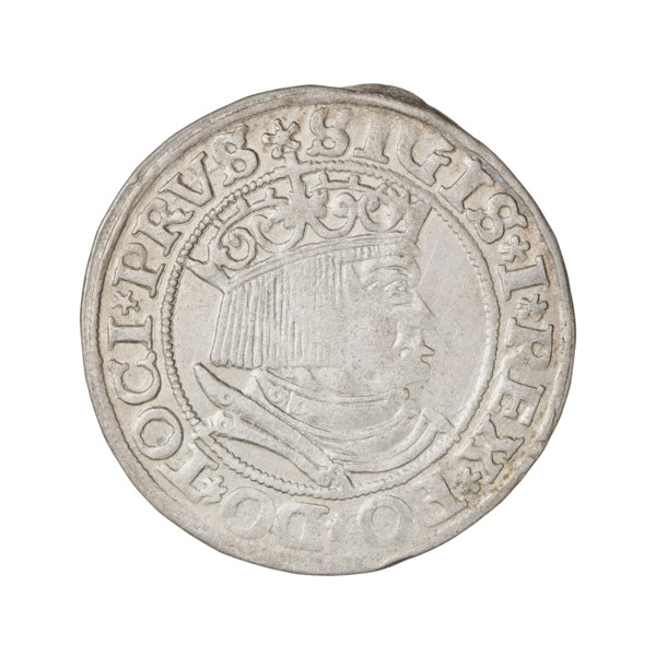 Prussian grosz, Sigismund I the Old (King of Poland; 1506–1548); silver coin, 1532, Torun, Poland.