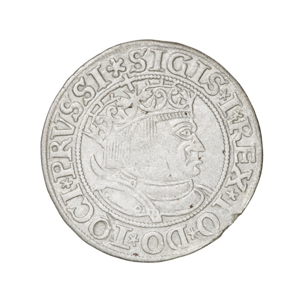Prussian grosz, Sigismund I the Old (King of Poland; 1506–1548); 1532; Torun, Poland. Obverse:
