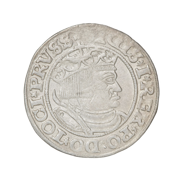 Prussian grosz, Sigismund I the Old (King of Poland; 1506–1548); silver coin (grosz), 1532, Torun,