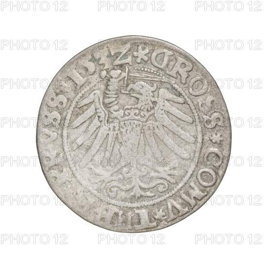 Prussian grosz, Sigismund I the Old (King of Poland; 1506–1548). Obverse: Crowned male bust in
