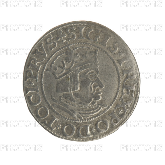 Gdansk grosz, Sigismund I the Old (King of Poland; 1506–1548). Polish coin, Jagiellon dynasty.