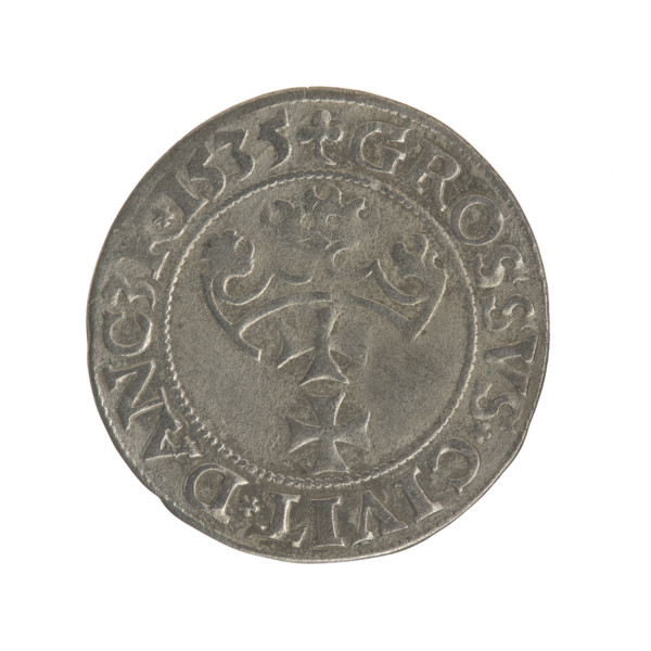 Gdansk grosz, Sigismund I the Old (King of Poland; 1506–1548); Polish coin, Jagiellon dynasty.
