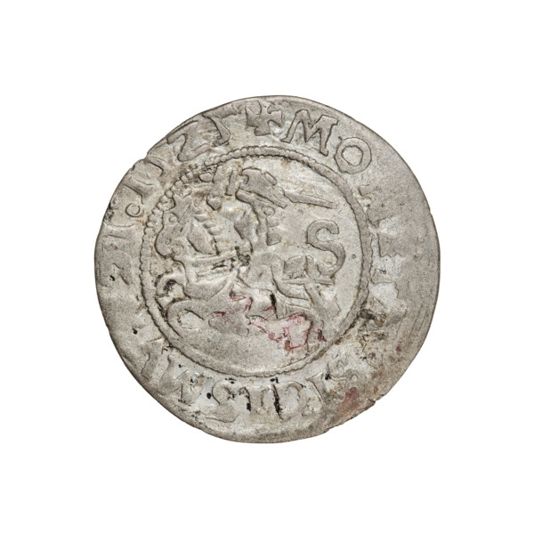 Lithuanian half-grosz, Sigismund I the Old (King of Poland; 1506–1548). Obverse: Pogon (Lithuanian