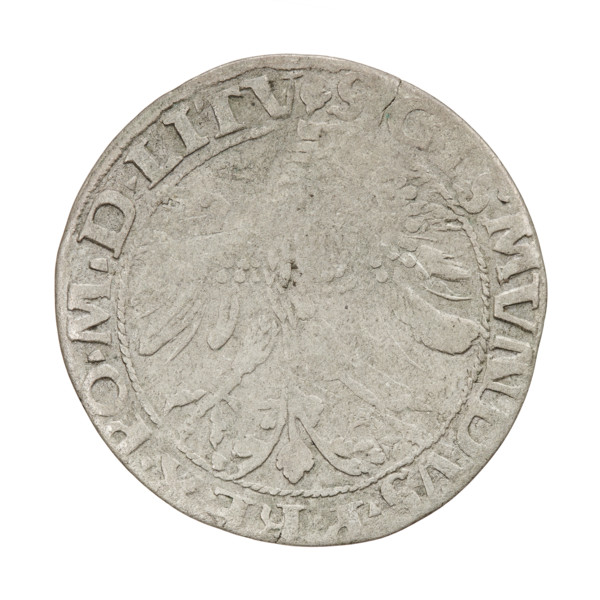 Lithuanian grosz, Sigismund I the Old (King of Poland; 1506–1548). Obverse: Polish crowned eagle;