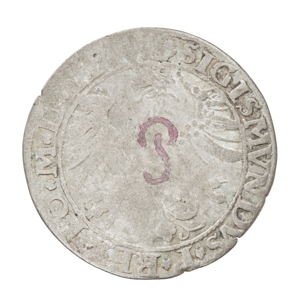 Lithuanian grosz, Sigismund I the Old (king of Poland; 1506–1548). R8 (rarity). Obv.: Polish Eagle