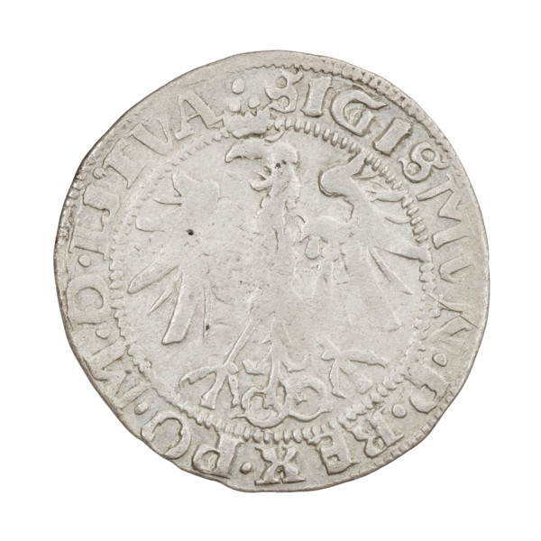 Lithuanian grosz, Sigismund I the Old (King of Poland; 1506–1548). Obverse: Polish eagle with a