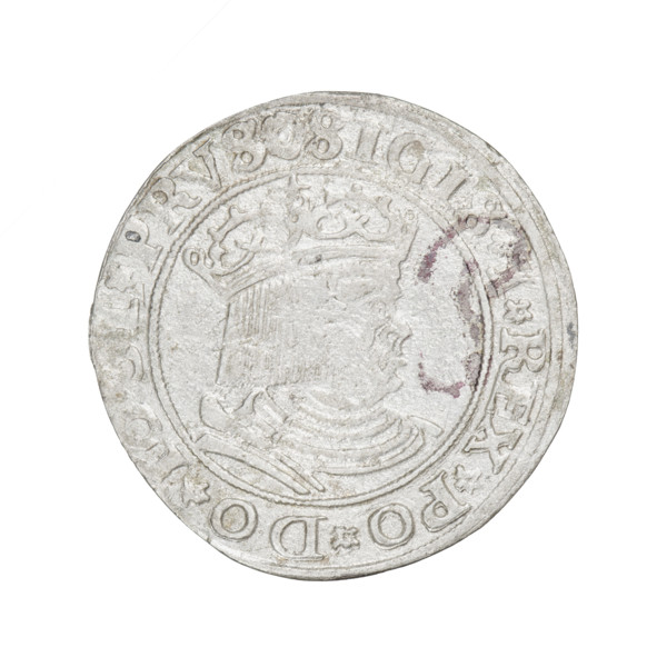 Prussian grosz, Sigismund I the Old (King of Poland; 1506–1548). Obv.: Crowned male bust in profile