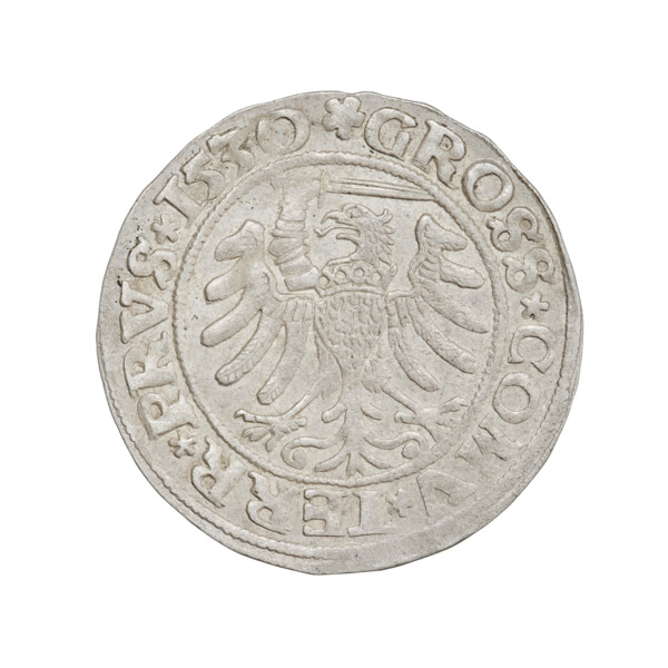Prussian grosz, Sigismund I the Old (King of Poland; 1506–1548). Obv.: Crowned male bust in profile