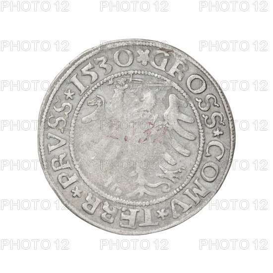 Prussian grosz, Sigismund I the Old (King of Poland; 1506–1548). R8 (rarity). Themes: eagles,