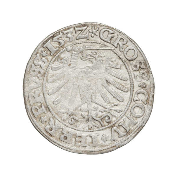 Prussian grosz, Sigismund I the Old (King of Poland; 1506–1548), R8 (rarity), eagles, Polish coins,