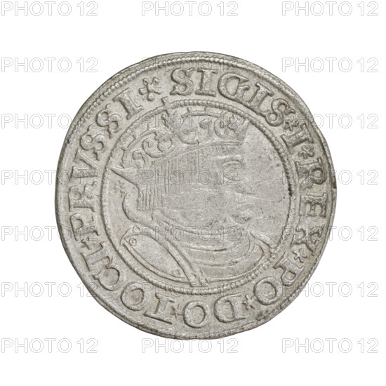 Prussian grosz, Sigismund I the Old (King of Poland; 1506–1548), R8 (rarity), eagles, Polish coins,