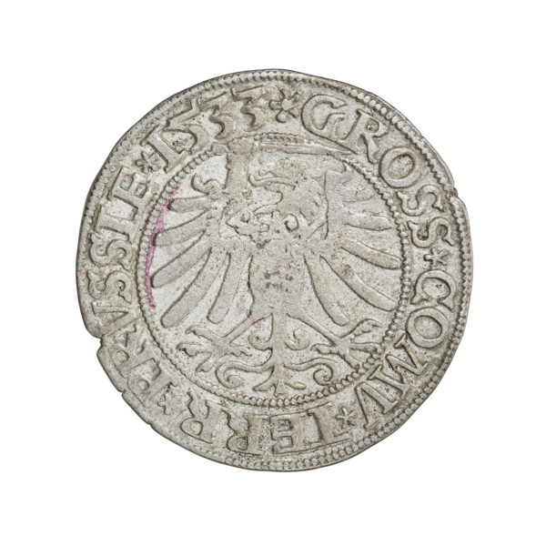 Prussian grosz, Sigismund I the Old (King of Poland; 1506–1548). R8 (rarity). Obv.: Crowned male
