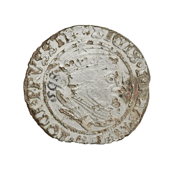 Prussian grosz, Sigismund I the Old (King of Poland; 1506–1548). Obverse: Crowned male bust in