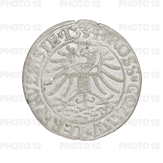 Prussian grosz, Sigismund I the Old (King of Poland; 1506–1548). Obverse: Crowned male bust in