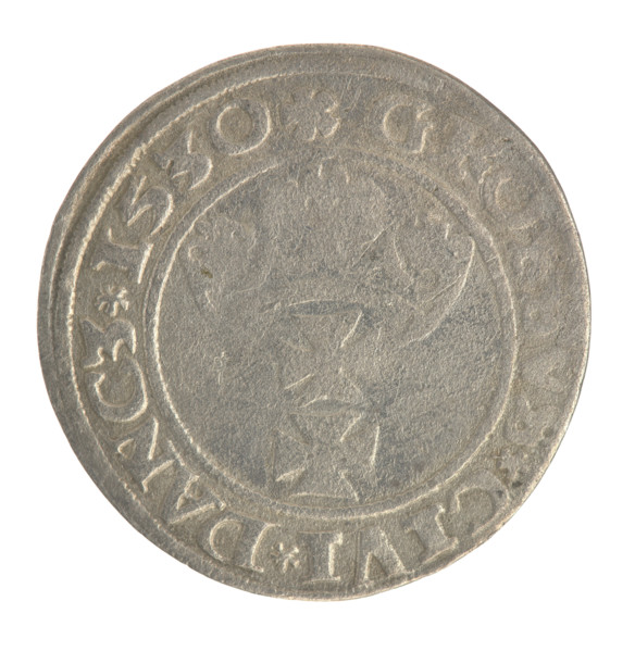 Gdansk grosz, Sigismund I the Old (King of Poland; 1506–1548). Obv.: Crowned male bust in profile