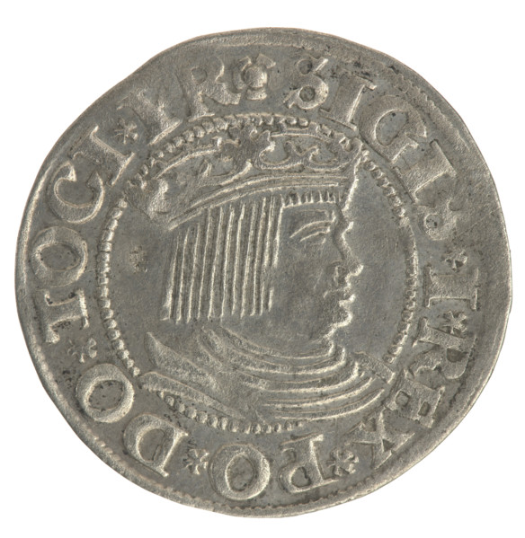 Gdansk grosz, Sigismund I the Old (King of Poland; 1506–1548). Polish coin, 1534. Obverse: Crowned
