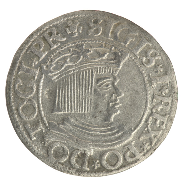 Gdansk grosz, Sigismund I the Old (King of Poland; 1506–1548). Obv.: Crowned male bust in profile