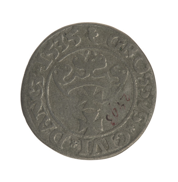 Gdansk grosz, Sigismund I the Old (King of Poland; 1506–1548). Jagiellonian-era Polish coin, 1535.