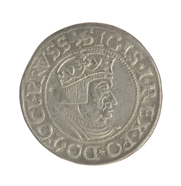 Gdansk grosz, Sigismund I the Old (King of Poland; 1506–1548). Polish coin, 1535. Obverse: Crowned