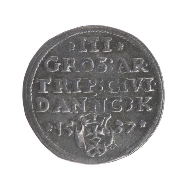 Gdansk trojak, Sigismund I the Old (King of Poland; 1506–1548). Obv.: Crowned male bust in profile