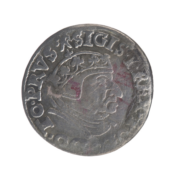 Gdansk trojak, Sigismund I the Old (King of Poland; 1506–1548). Obverse: Crowned male bust in