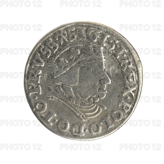 Gdansk trojak, Sigismund I the Old (king of Poland; 1506–1548). Obverse: Crowned male bust in