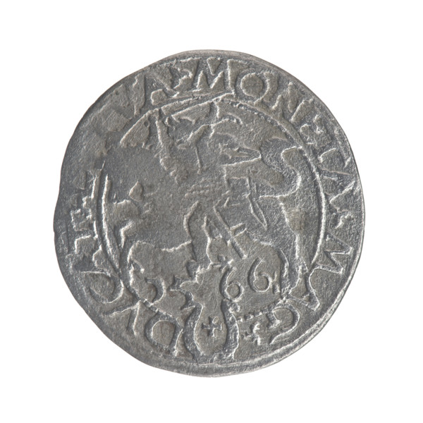 Lithuanian half-grosz, Sigismund II Augustus (King of Poland; 1544–1572). Obverse: Polish eagle; in