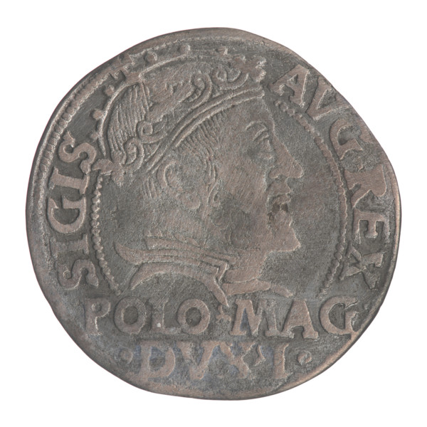 Lithuanian grosz on a Polish foot, Sigismund II Augustus (King of Poland; 1544–1572). Obverse: